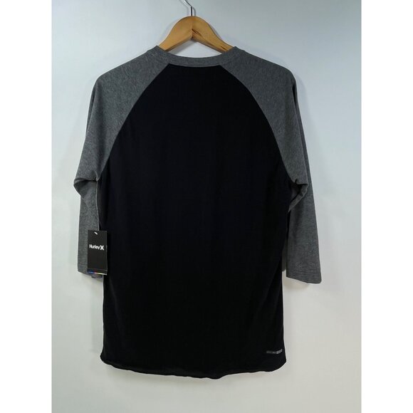 Hurley TShirt Baseball Tee Nike Dri Fit Black Grey Hurley Baseball Tee Mens M - Picture 5 of 10
